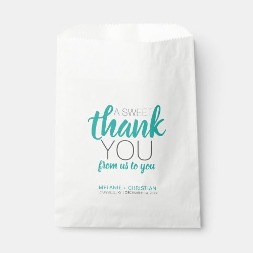 A Sweet Thank You Teal Turquoise Modern Wedding Favor Bag