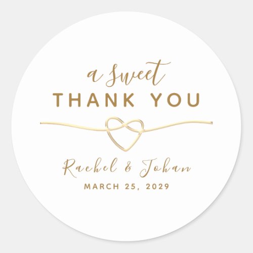 A Sweet Thank You Wedding Classic Round Sticker