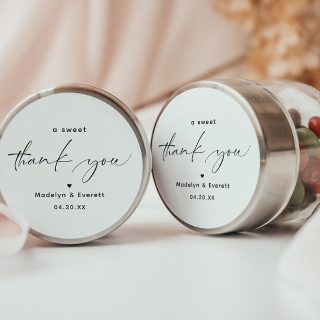 A Sweet Thank You Wedding Classic Round Sticker (Creator Uploaded)