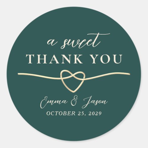 A Sweet Thank You Wedding Favor Classic Round Sticker
