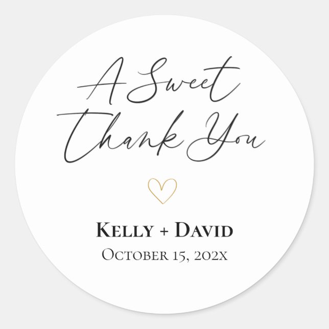 A Sweet Thank You Wedding Favor Sticker (Front)