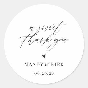 A Sweet Thank You Wedding Favor Sticker