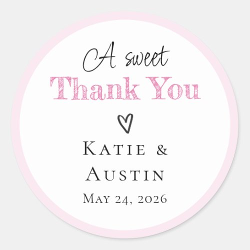 A Sweet Thank You Wedding Favor Sticker Labels