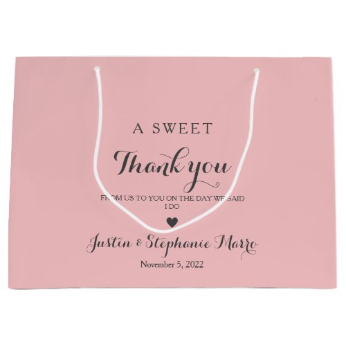 A Sweet Thank you Wedding Pink Background Large Gift Bag
