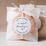 A Sweet Thank You Wedding Sweets Favor Classic Round Sticker<br><div class="desc">A Sweet Thank You Wedding Favor Stickers</div>