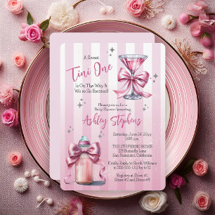 A Sweet Tini One Pink Coquette Girl Baby Shower Invitation