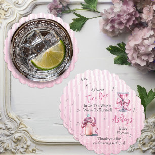 A Sweet Tini One Pink Coquette Girl Baby Shower Paper Coaster