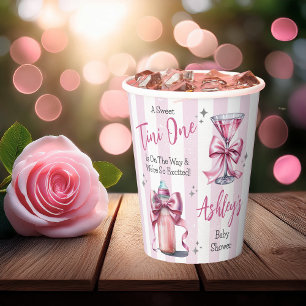 A Sweet Tini One Pink Coquette Girl Baby Shower Paper Cups