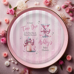 A Sweet Tini One Pink Coquette Girl Baby Shower Paper Plates