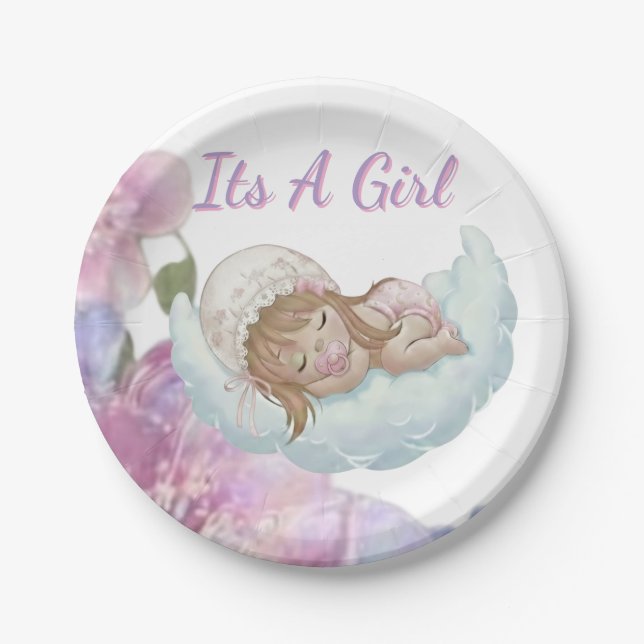 A Sweet Treat For Baby girl shower Paper Plates (Front)