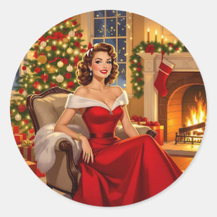 A Sweet Vintage Christmas  Classic Round Sticker