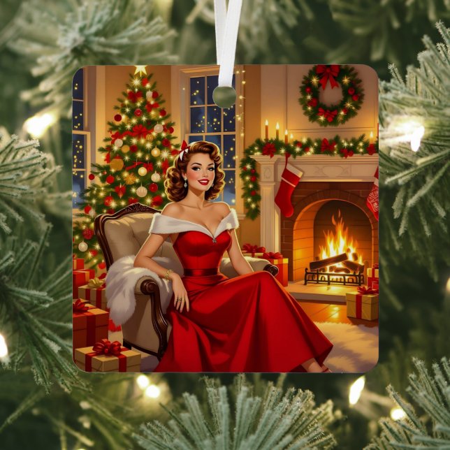 A Sweet Vintage Christmas  Metal Ornament (Insitu)
