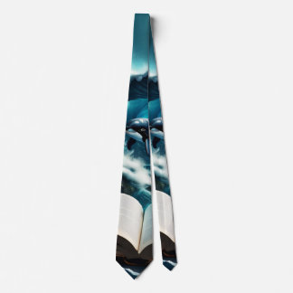 A Swimming steampunk Orca in the wave. Neck Tie