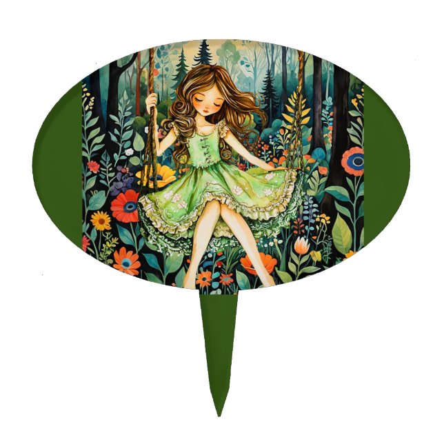 A Swing In Nature Chases The Blues Away Cake Topper (Front)