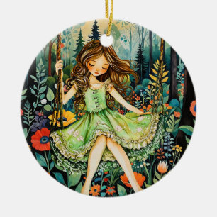 A Swing In Nature Chases The Blues Away Ceramic Ornament