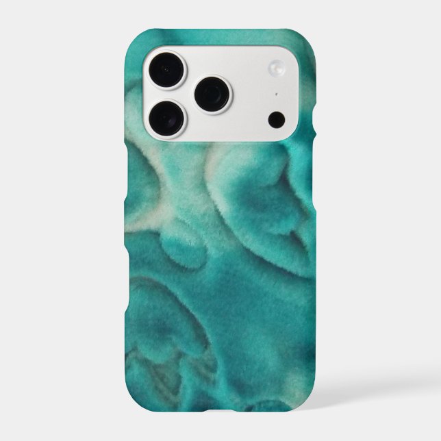 A swirling pattern in teal and light beige iphone case (Back)