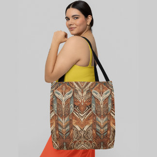 A symmetrical abstract pattern intricate geometric tote bag
