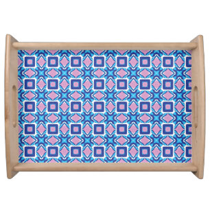 A symmetrical geometric pattern featuring blue serving tray