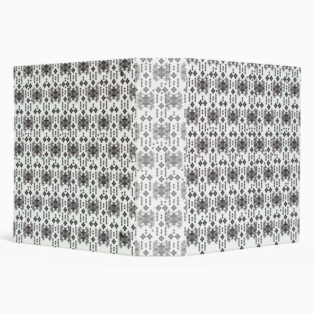 A symmetrical monochrome design featuring intricat 3 ring binder (Background)