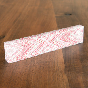  A symmetrical pattern featuring red and pink moti Desk Name Plate