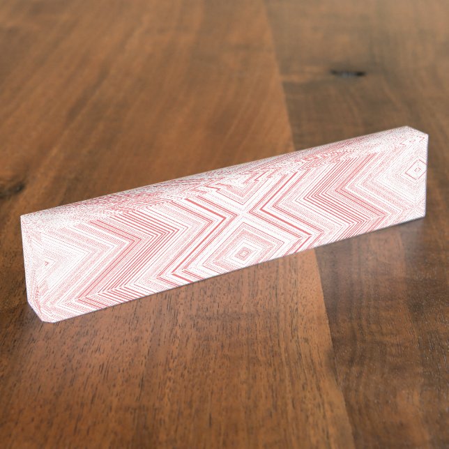  A symmetrical pattern featuring red and pink moti Desk Name Plate (Side)