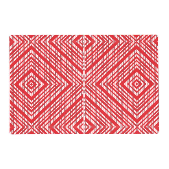 A symmetrical pattern featuring red, orange, and p placemat (Front)