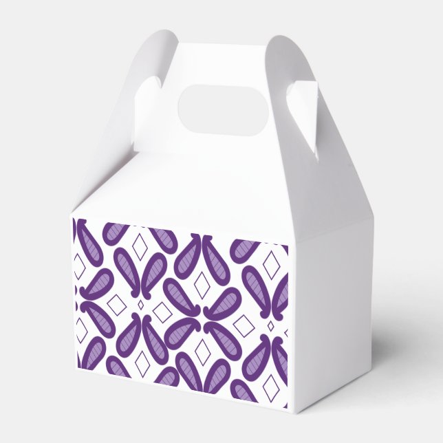 A symmetrical pattern featuring white and purple m favor boxes (Front Side)