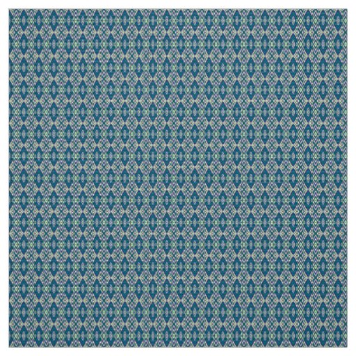 A symmetrical pattern of blue motifs on a textile  fabric