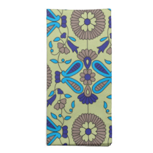 A symmetrical textile design featuring blue and or cloth napkin
