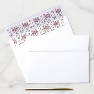 A symmetrical white wrapping paper featuring a rep envelope liner