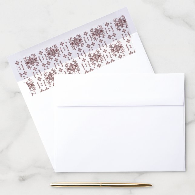 A symmetrical white wrapping paper featuring a rep envelope liner (Desk)