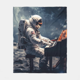 A Symphony for the Stars   Astronaut Piano on Moon Fleece Blanket