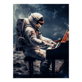 A Symphony for the Stars | Astronaut Piano on Moon Poster