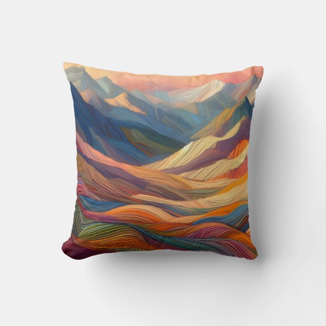 A Symphony of Colorful Patterns Throw Pillow (Front)