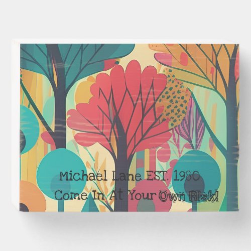 A Symphony of Colorful Trees Wooden Box Sign