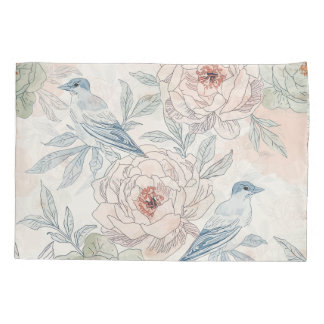 A symphony of song and petals pattern pillow case