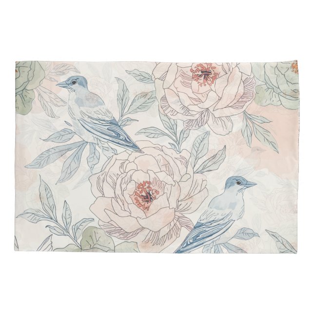 A symphony of song and petals pattern pillow case (Back)