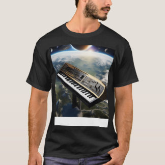 A Synthesizer Flying Above Earth T-Shirt