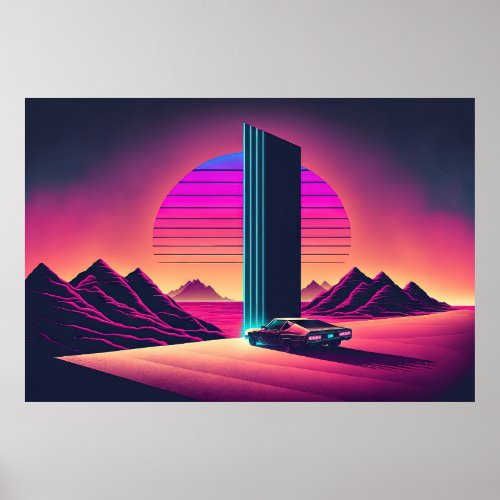 A Synthwave Drive Through the Desert Poster