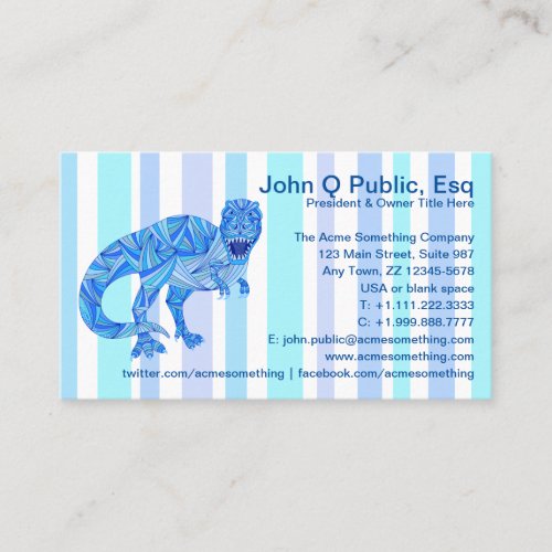 A T_Rex Dinosaur Colorful Prehistoric Stripes Business Card