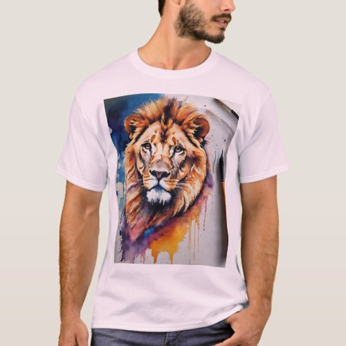 A t_shirt geometric lion with a split design