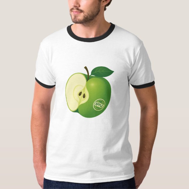A T-shirt with an illustration of a green apple (Front)