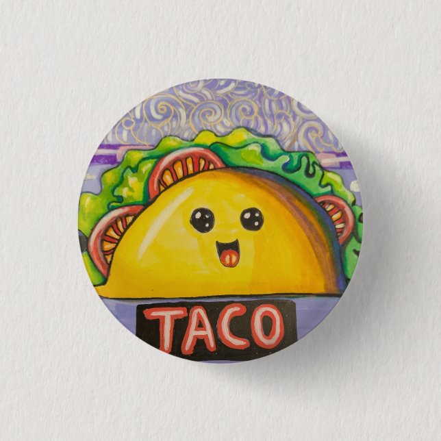 A Taco Kawaii  Button (Front)