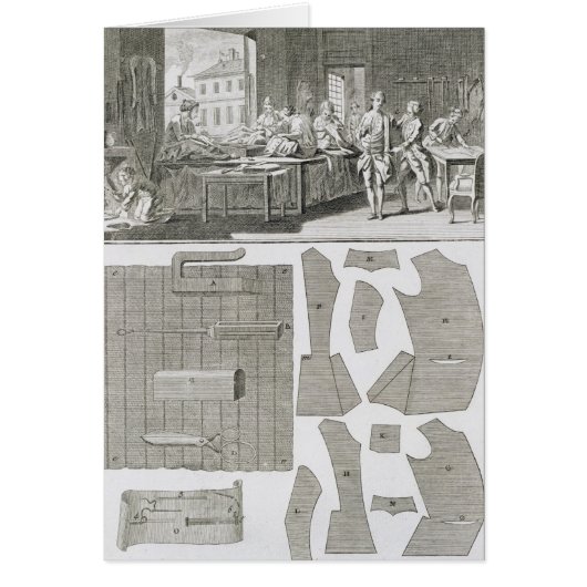 A tailor's workshop and patterns, from the 'Encycl Cards (Front)