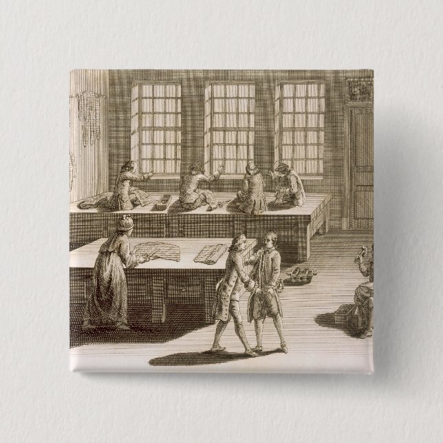 A tailor's workshop, from the 'Encyclopedie des Sc Pinback Button (Front)