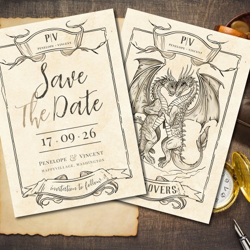 A Tale of Dragon Love Save the Date Invitation