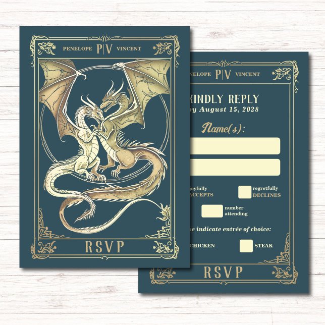 A Tale of Dragon Love - Tarot Wedding RSVP Card (Creator Uploaded)