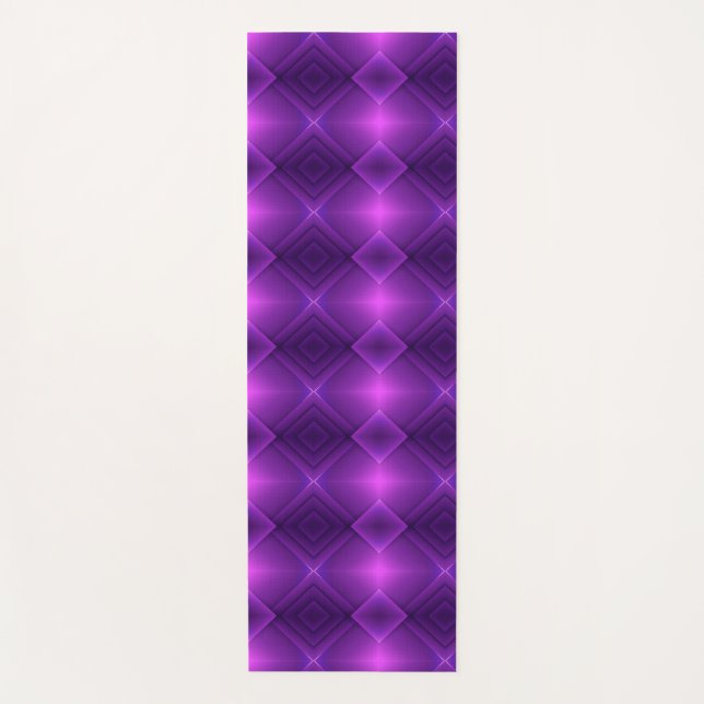 A tall bookmark with a vibrant purple geometric  yoga mat (Front)