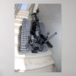 A Talon 3B robot unit climbing a flight of stai Poster