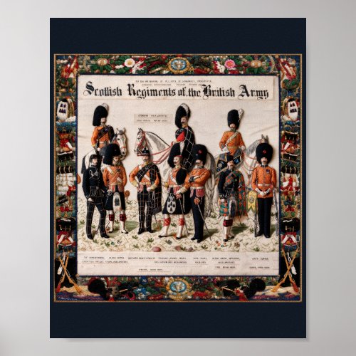 A Tapestry Scottish Regiments British Army 1895 Poster